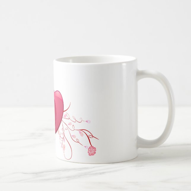 Zwei rosa Herzen Kaffeetasse (Rechts)