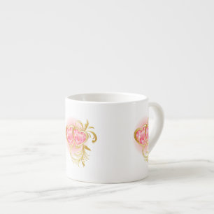 Zwei rosa Jeweled Hearts Espressotasse