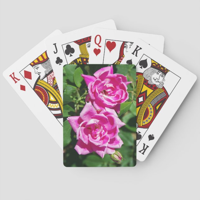 Zwei rosa Rosen spielen Karten Spielkarten (Rückseite)
