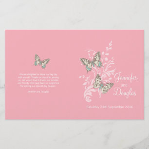 Zwei rosa-schmetterlinge Hochzeitsprogramme
