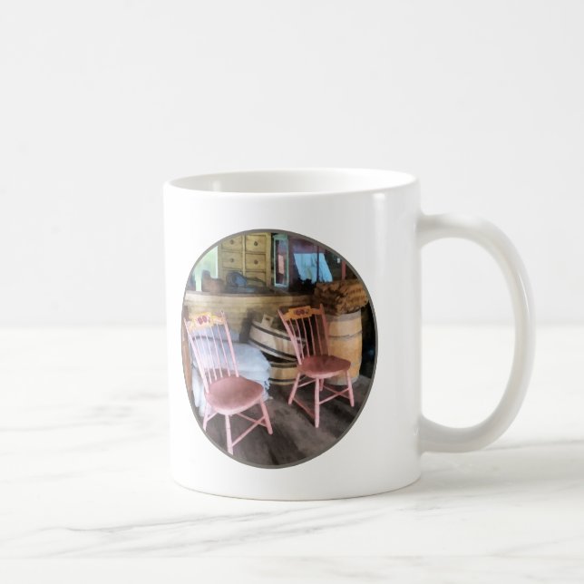 Zwei rosa Stühle im Allgemeinen im Handel Kaffeetasse (Rechts)