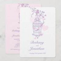 Zwei rosa Vögel öffnen Birdcage Herzen Hochzeit