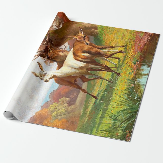 Zwei Rot- und Weidehirsche im Wald Geschenkpapier (Ungerollt)