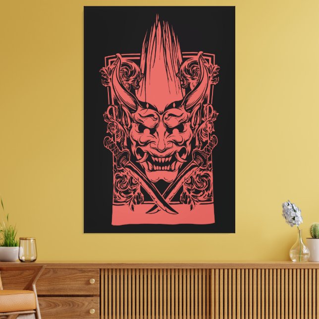 Zwei rote Dämonen mit Schwertern Leinwanddruck (Insitu (Wohnzimmer))