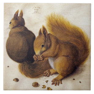Zwei Rote Eichhörnchen (von Albrecht Dürer) Fliese