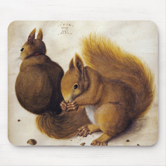 Zwei Rote Eichhörnchen (von Albrecht Dürer) Mousepad (Vorne)