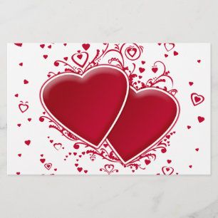 Zwei rote Herzen für den Valentinstag Briefpapier