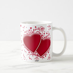 Zwei rote Herzen für Valentinstag Tasse
