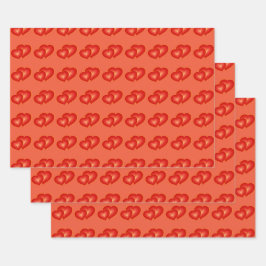 Zwei rote Herzen, moderne digitale Kunst Grafik Geschenkpapier Set