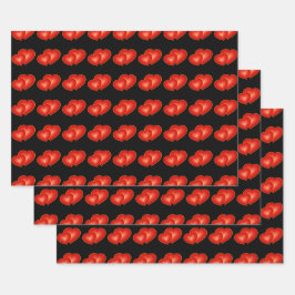 Zwei rote Herzen, moderne digitale Kunst Grafik Geschenkpapier Set