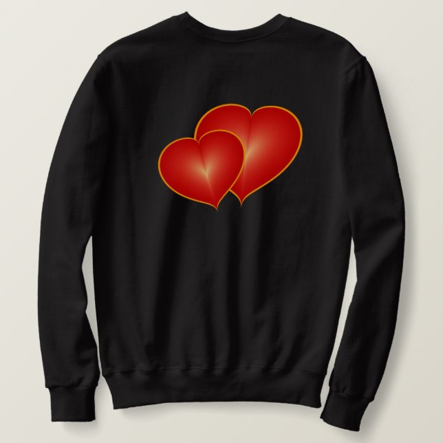 Zwei rote Herzen, moderne digitale Kunst Grafik Sweatshirt (Design Rückseite)