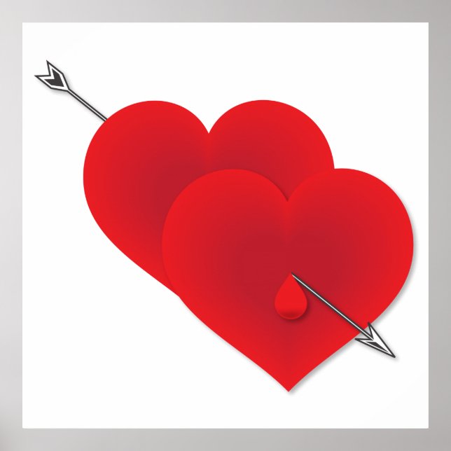 Zwei rote Herzen Poster (Vorne)