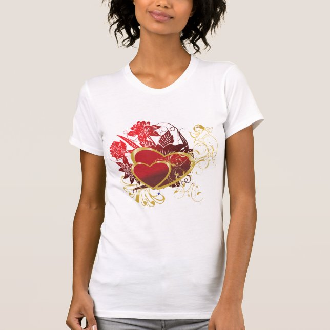 Zwei rote Herzen T-Shirt (Vorderseite)