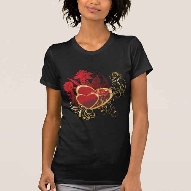 Zwei rote Herzen T-Shirt (Vorderseite)