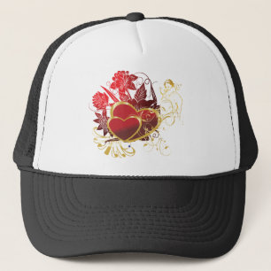 Zwei rote Herzen Truckerkappe