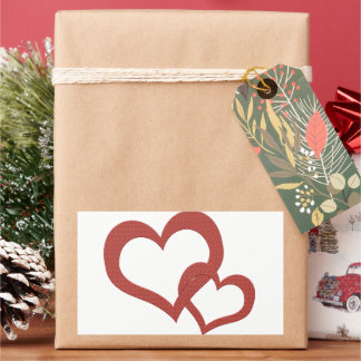 Zwei rote Herzen verbunden Gemeinsam rechteckige S Rechteckiger Aufkleber