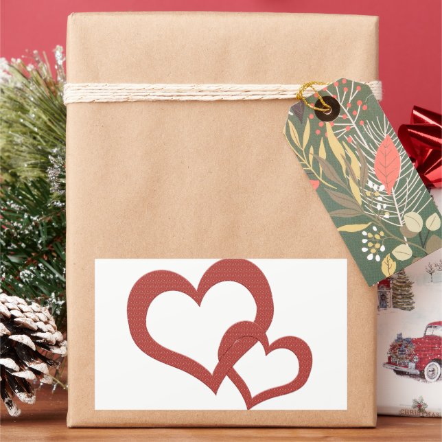 Zwei rote Herzen verbunden Gemeinsam rechteckige S Rechteckiger Aufkleber (Feiertag)