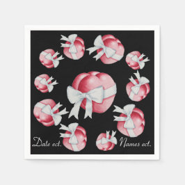 zwei rote Herzen verbunden mit weißem Bogen Design Serviette