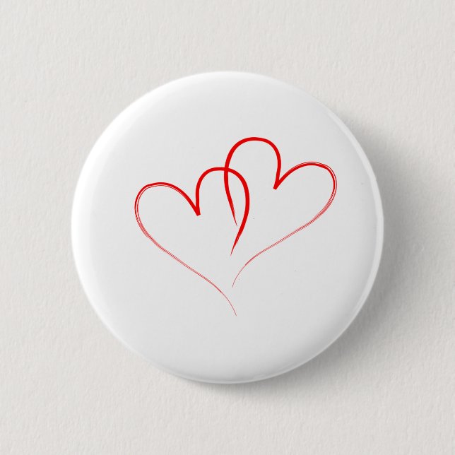 zwei rote Herzen verflochten - Valentine Button (Vorderseite)