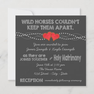 Zwei rote Herzen Vintage-Typografie Hochzeit Einladung