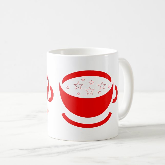 Zwei rote Kaffeetassen mit Sternen (VorderseiteRechts)