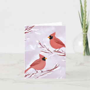 Zwei rote Kardinäle   Aquarell-Erinnerung Feiertagskarte