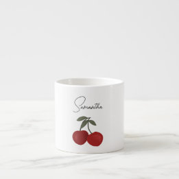 Zwei rote Kirschen Illustration | Süße Obstkunst Espressotasse