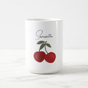 Zwei rote Kirschen Illustration Süße Obstkunst Kaffeetasse