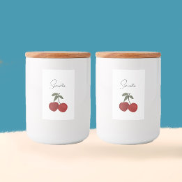 Zwei rote Kirschen Illustration | Süße Obstkunst Lebensmitteletikett