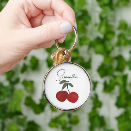 Zwei rote Kirschen Illustration | Süße Obstkunst Schlüsselanhänger