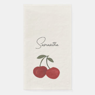 Zwei rote Kirschen Illustration | Süße Obstkunst Serviette