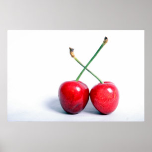 Zwei rote Kirschen Lebensmittelfotografie drucken Poster