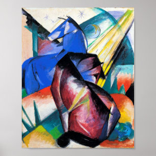 Zwei rote und blaue Pferde von Franz Marc Poster