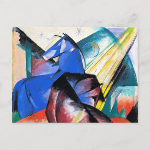 Zwei rote und blaue Pferde von Franz Marc Postkarte