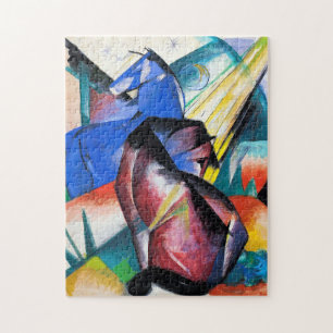 Zwei rote und blaue Pferde von Franz Marc Puzzle