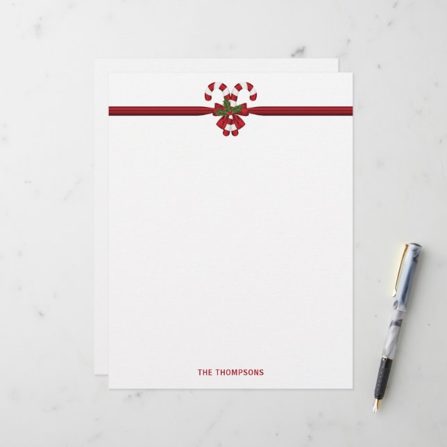 Zwei rote und weiße, festliche Süßspeisen mit Text Briefbogen (Vorderseite/Rückseite Beispiel)