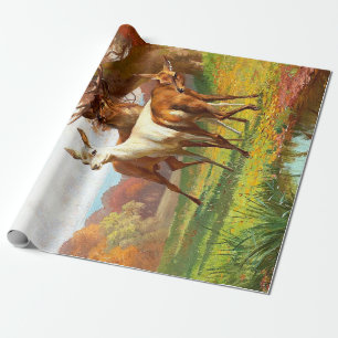 Zwei rote und weiße Hirsche im Wald Decoupage Geschenkpapier