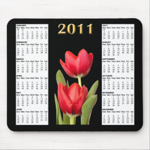 Zwei roter Kalender Mousepad der Tulpe-2011