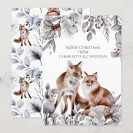 Zwei Rotfüchse Personalisiert Weihnachten Karte