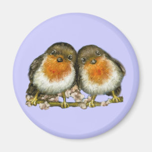 zwei Rotkehlchen Magnet