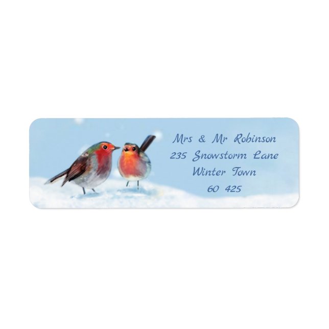Zwei Rotkehlchen, Schnee (Vorne)