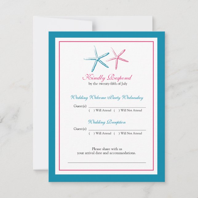 Zwei RSVP-Karten für den Pfau- und rosa-Pfau Einladung (Vorderseite)