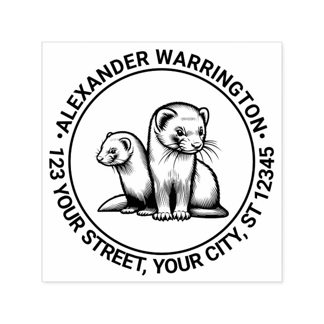 Zwei Rücksendeadressen für Niedliche Frettchen Permastempel (Design)