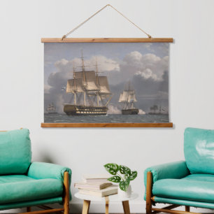 ZWEI russische Schiffe Öl auf Leinwand Wandteppich Mit Holzrahmen