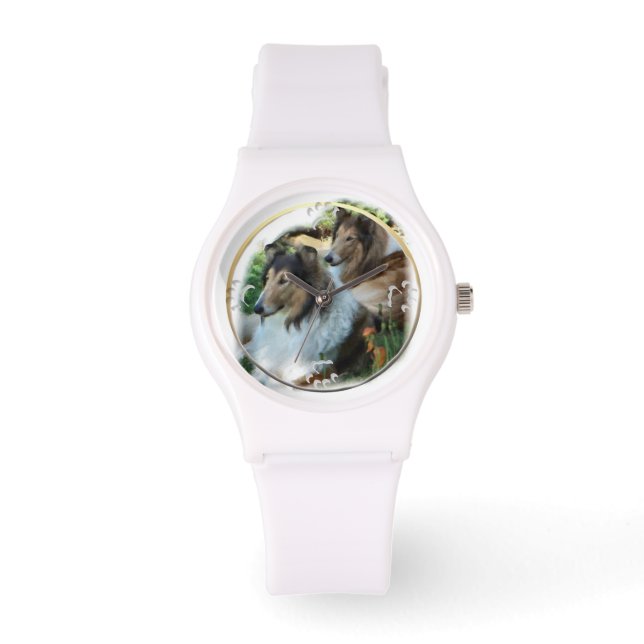 Zwei Sable Rough Collie Geschenke Armbanduhr (Vorderseite)