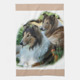 Zwei Sable Rough Collieses Kunstgeschenke Handtuch