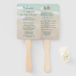 Zwei Sand-Dollar-Strandszene Fan-Hochzeitsprogramm Fächer