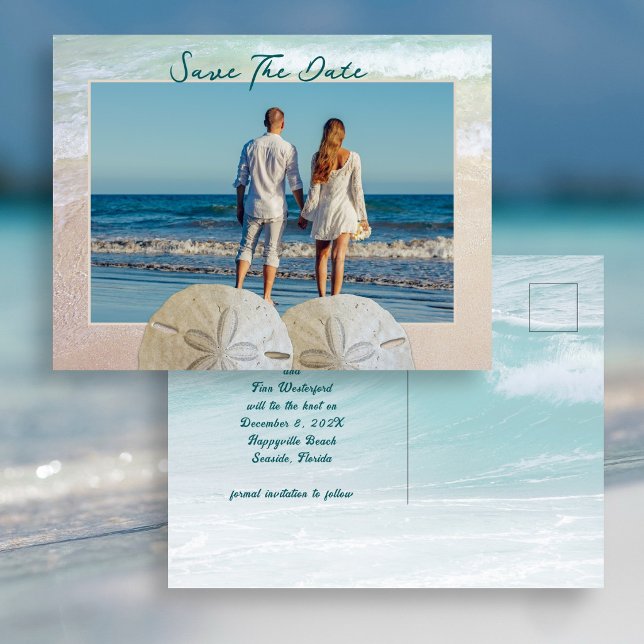 Zwei Sand Dollars Foto Save the Date Postkarten (Von Creator hochgeladen)
