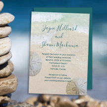 Zwei Sanddollars Hochzeitszeremonie Einladung