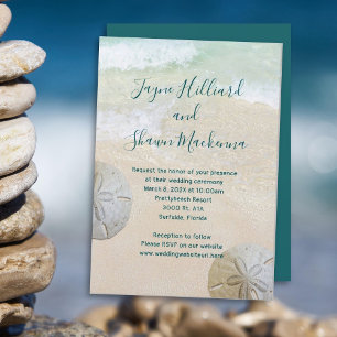 Zwei Sanddollars Hochzeitszeremonie Einladung